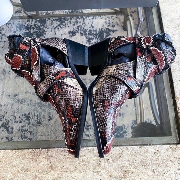 AllSaints Boot Darcy Pointed Toe Ankle Leather Heeled Cutout Red Snake 38 NIB - Picture 3 of 9